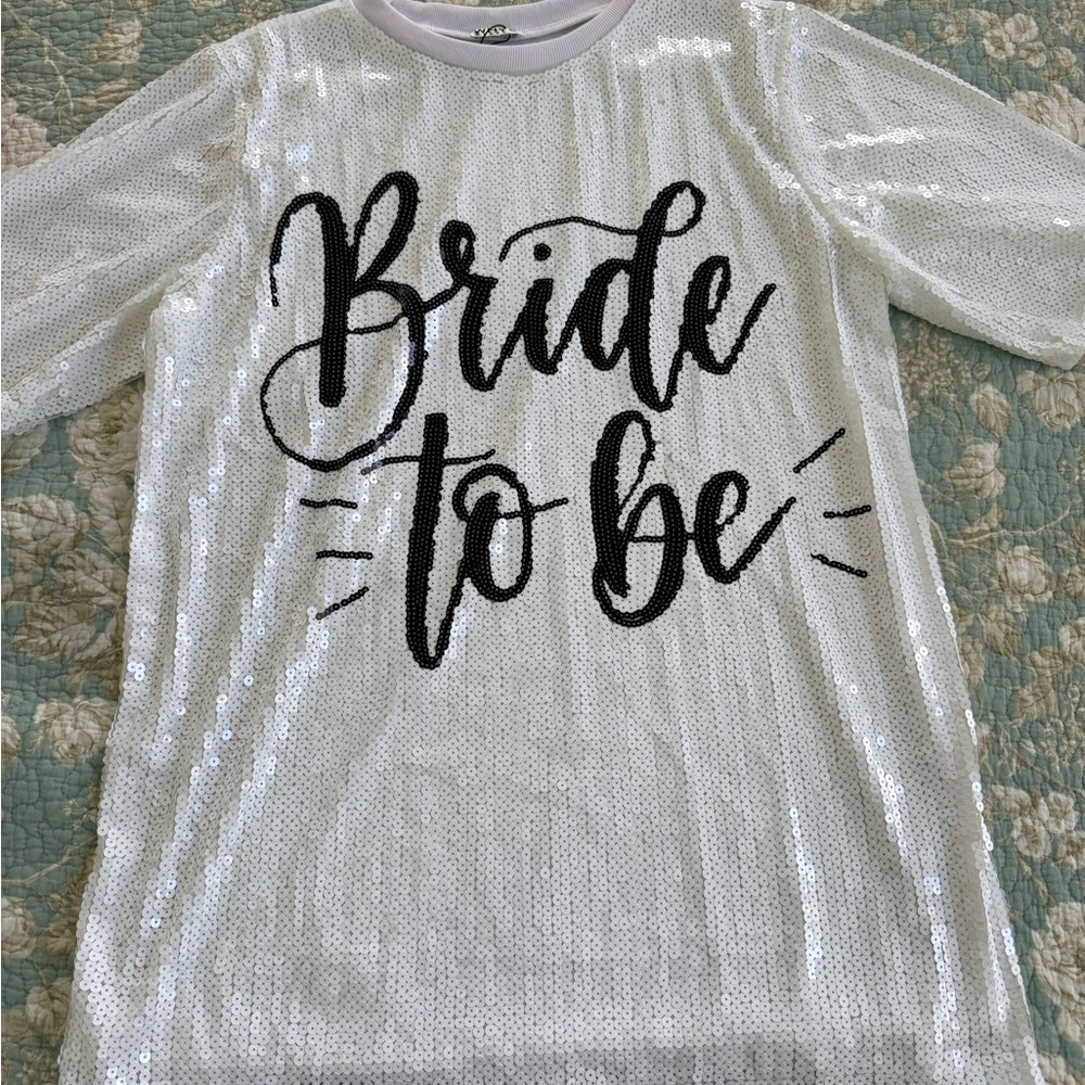 WHY DRESS White Sequin 'Bride to Be' Top
